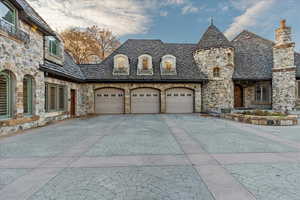 View of front of home featuring a garage