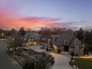 View of front of property with a garage