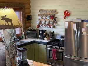 Kitchen with stainless steel appliances