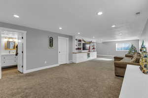 View of carpeted living room