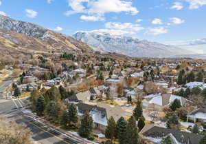 Aerial view with a mountain view