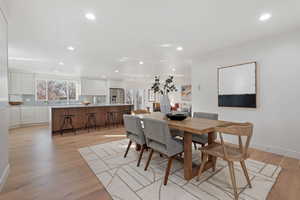 Dining room featuring light hardwood / white oak flooring