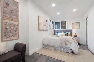 Bedroom with carpet floors