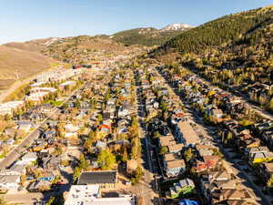 Drone / aerial view featuring a mountain view