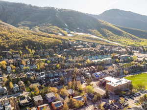 Drone / aerial view with a mountain view