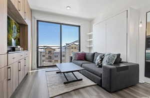 Living room featuring hardwood / wood-style flooring