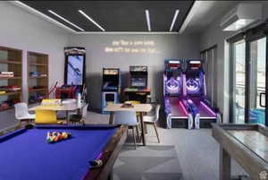 Recreation room featuring carpet flooring and pool table