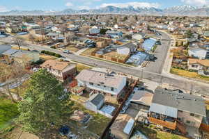 Aerial view featuring a mountain view