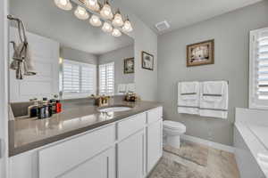 Bathroom featuring vanity and toilet