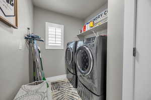 Laundry room featuring separate washer and dryer