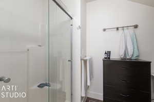 Bathroom with walk in shower