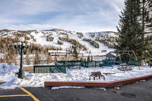 Exterior space featuring a mountain view