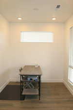 Dining area featuring dark hardwood / wood-style flooring