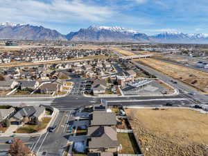 Aerial view featuring a mountain view