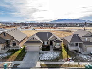 Drone / aerial view with a mountain view