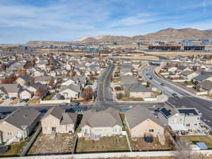 Drone / aerial view with a mountain view