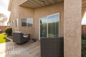 View of patio featuring central AC