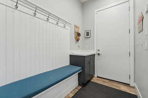 Mudroom featuring light hardwood / wood-style floors