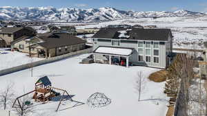 Exterior space featuring a mountain view