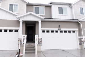 View of front of home with a garage