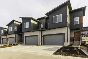 View of front of home featuring a garage