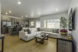 Living room featuring light wood-type flooring