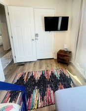 Bedroom with light wood-type flooring