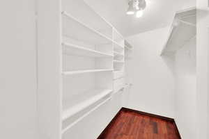 Spacious closet featuring hardwood / wood-style flooring