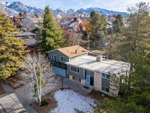 Bird's eye view with a mountain view