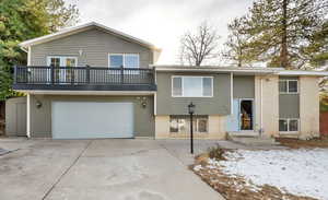 View of front of home with a garage