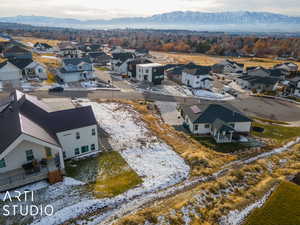 Aerial view featuring a mountain view