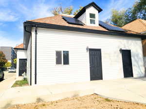 Exterior space featuring solar panels