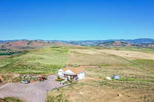 Bird's eye view with a mountain view and a rural view