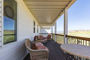 Wooden deck with a mountain view