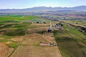 Aerial view with a mountain view and a rural view