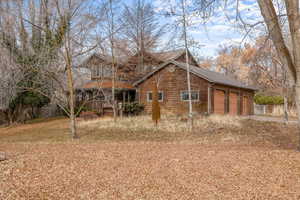 Exterior space featuring a garage