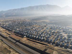 Drone / aerial view featuring a mountain view