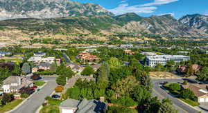 Bird's eye view with a mountain view