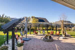 View of patio with a pergola