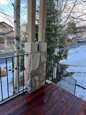 View of snow covered deck