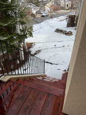 View of snow covered deck