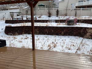 View of snow covered deck