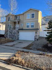 Front facade with a garage