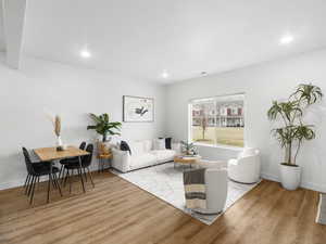 Living room featuring light wood-type flooring