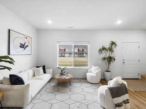 Living room featuring light hardwood / wood-style flooring