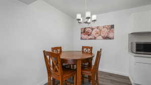 Dining room featuring a chandelier