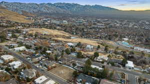 Aerial view featuring a mountain view