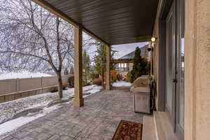 View of snow covered patio