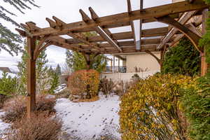 Exterior space with a pergola