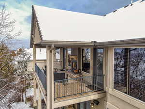 Exterior space with a balcony